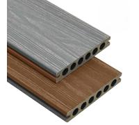 Lot de lames de terrasse WPC - 16 m² - Marron et gris - 23 mm | Coextrusion, imperméable, pour balcon, terrasse, piscine, durable