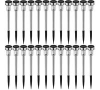 Lot de lampes solaires - TECTAKE - Lot de 24 lampes solaires LED, Diffusion d'une lumière blanc froid, Lampes à LED - Argent