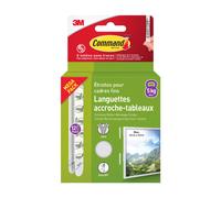 Lot de languettes de fixation amovibles pour tableau - Lot de 12 paires - Rayon QI Blanc Cadres fins