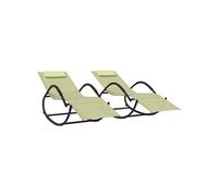 Vidaxl Chaises Longues À Bascule 2 Pcs Crème Acier Et Textilène