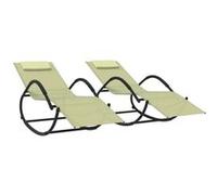 Vidaxl Chaises Longues À Bascule 2 Pcs Crème Acier Et Textilène