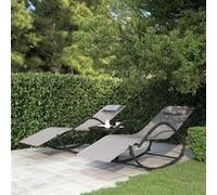 vidaXL Chaises longues à bascule 2 pcs Gris Acier et textilène