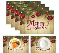 Lot de Lot de 6 de Table de Noël - Étoiles des Mots - 30 x 45 cm - Lavables - Décoration de Cuisine - pour Vacances, Hiver, Banquet, fête