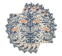 Lot de Lot De 6 Sets De Table Orange-Bleu Botanique du Chardon,Dessous Table Antidérapants en Lin l'art De William Morris, Dessous Assiette Lavable pour Cuisine Et Salle À Manger Décor 30X45Cm