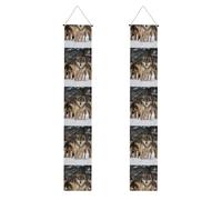 Lot de loups Bannière de porche à suspendre « Happy Birthday » - Bannière de fête - Bannière de fond photo - Panneaux de porte d'entrée pour fête de bienvenue - Décoration intérieure et extérieure