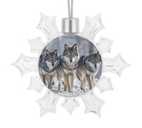 Lot de loups et flocons de neige décoratifs à suspendre en plastique à paillettes pour sapin de Noël - 9,4 x 10,4 cm