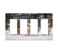 Lot de loups - Plaque murale décorative exquise et durable en polycarbonate thermoplastique de qualité supérieure - 4 interrupteurs à vis cachées