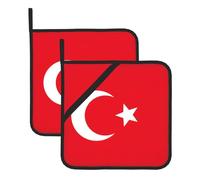 Lot de maniques de cuisine résistantes à la chaleur Motif drapeau de la Turquie