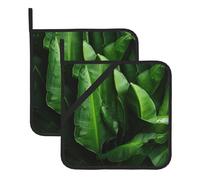 Lot de maniques de cuisine résistantes à la chaleur pour micro-ondes Motif feuilles de bananier
