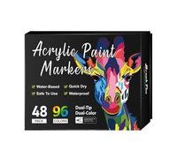 Lot de marqueurs acryliques | Lot de stylos de peinture sur roche à double pointe | Marqueurs permanents résistants à la décoloration - Outils de dessin, fournitures d'artisanat pour papier, verre