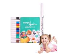 Lot de marqueurs acryliques - Plusieurs surfaces - Couleurs vives - Imperméables - Outils de dessin à séchage rapide pour pierre, céramique, tissu, bois, métal - Permanent