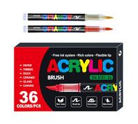 Lot de marqueurs acryliques pour dessiner - Stylo de couleur avec pointe pinceau douce, pigment de couleur vive, marqueur lisse, outil de bricolage à séchage rapide | Crayons de peinture