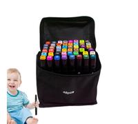 Lot de marqueurs artistiques - Marqueurs à double pointe - Marqueurs permanents à pointe fine et pinceau - Kit d'art créatif avec sac de transport pour colorier, croquis, voyage