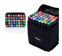 Lot de marqueurs artistiques pour étudiants et professionnels à double pointe - Solution ergonomique et portable - Pointe fine