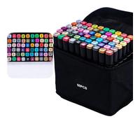 Lot de marqueurs artistiques pour étudiants et professionnels à double pointe - Solution ergonomique et portable - Pointe fine