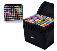 Lot de marqueurs artistiques pour étudiants et professionnels à double pointe - Solution ergonomique et portable - Pointe fine