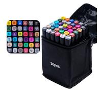 Lot de marqueurs artistiques pour étudiants et professionnels à double pointe - Solution ergonomique et portable - Pointe fine