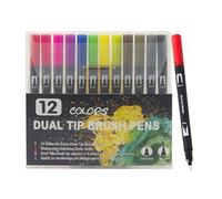 Lot de marqueurs de coloriage pour artistes, double pointe pour adultes | Marqueurs fins et pinceaux à double pointe pour écrire, lettrage, dessin animé