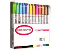 Lot de marqueurs de contour à double ligne - 6 couleurs à double pointe pour la prise de notes, les croquis et le journal créatif, parfait pour les étudiants, les artistes et les amateurs de bullet