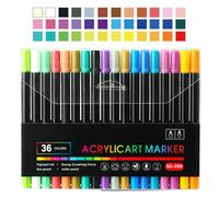 Lot de marqueurs de peinture acrylique - Double tête - Fournitures d'art imperméables - Pointe pinceau - Marqueurs de dessin - 24/36 couleurs - Pour , étudiants, graffitis