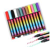 Lot de marqueurs de peinture acrylique marqueur de peinture à pointe fine graffiti kit de marqueurs de peinture acrylique pour enfants en 12 couleurs stylo à peinture acrylique portable pour peinture