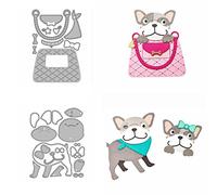 Lot de matrices de découpe en métal avec motif bouledogue et sac de dame, pour loisirs créatifs, scrapbooking, gaufrage, fabrication de cartes, album, photo, décoration