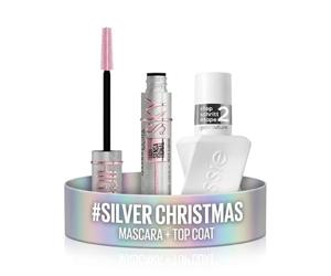 Lot de Maybelline New York & Essie - Mascara Pailleté Volume et Longueur - Sky High - Teinte : Space Diamond - 7,2 ml + Essie Vernis à Ongles Gel Couture Top Coat