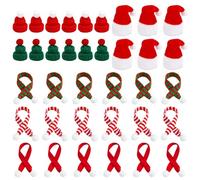 Lot de Mini Bonnets de Noël et Écharpe - Décoration pour Bouteilles, Maison de Poupée, Accessoires Miniatures, Lutins - 36 Pièces