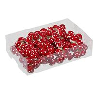Lot de mini champignons mouches sur fil - Décoration de Noël - Décoration d'automne - Décoration de table - Bricolage - Jardin féérique - Pot de fleurs - Décoration bonsaï - Rouge et blanc (22 mm, 96)