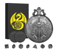 Lot de mini dés DND avec boîtier de montre de poche Steampunk Paladin, ensemble de démarrage DND, 7 mini dés polyédriques en métal, cadeaux D&D avec coffret cadeau, accessoires de jeu de société pour
