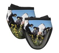 Lot de mini maniques en silicone avec imprimé vache noire et blanche - Maniques résistantes à la chaleur pour pâtisserie, grillades et camping - Taille unique