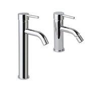 LOT DE MITIGEURS CHROMÉS POUR LAVABO AVEC BEC HAUT ET BIDET FASSA