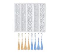 Lot de moules à marque-pages avec pompons - Rectangulaire - En silicone - Géométrie en fonte époxy - Forme de patte de chat - Pour résine époxy