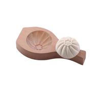 Lot de moules Baozi en bois 6/7/8 cm - Presse à chignon traditionnelle chinoise cuite à la vapeur, outil de cuisson réutilisable pour Dim Sum, pâtisserie, gâteaux de lune et biscuits (bord rond)
