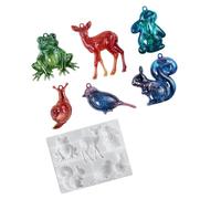 Lot de moules en silicone 3D en forme de grenouille, cerf, oiseau, écureuil, porte-clés
