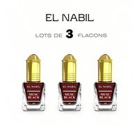 Lot de Musc Black 5ML Extrait de parfum sans alcool Musc Red RoseNote de tête : Aubépine, cassisNote de coeur : Violette fleur, jasmin, roseNote de fond : Vanille, opoponax, muscs blancsMusc BlackNote