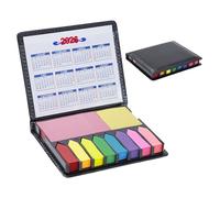 Lot de notes adhésives colorées | Bloc-notes de couleur dans une boîte en cuir synthétique, bloc-notes avec drapeaux inscriptibles pour planificateur et carnet de notes