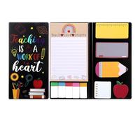 Lot de notes autocollantes pour enseignante - Cadeau - Marqueur de page - Notes mignonnes - Cadeau de retour à l'école - Avec bandes adhésives - Cadeau pour les élèves et les enseignants (noir