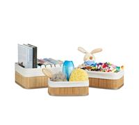 Relaxdays Boîte de rangement en bambou lot de 3