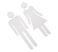 Lot de panneaux de porte autocollants en acrylique pour salle de bain, hôtel, restaurant, bureau et établissements publics, 30,5 x 10,5 cm (argent)