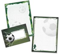Lot De Papier À Lettre Avec 2 Blocs-Notes Et 25 Enveloppes Pour Enfants Cahier Scolaire Carnet De Notes Football (1 Bloc « Ball » Et 1 Bloc « Footballer » A5 De 25 Feuilles + 25 Enveloppes)