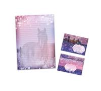 Lot de papier à lettre avec enveloppe - Pour garçons et filles - Animaux - Cheval champ de lavande - Bloc A4 avec 25 feuilles + 15 enveloppes