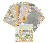 Lot de papier à motifs - Printemps - Papier spécial de qualité supérieure pour scrapbooking - 15,2 x 15,2 cm - Comprend 12 feuilles de papier cartonné à motif tournesol simple face pour la fabrication