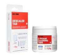 Lot de pastilles de nettoyage pour machine à café, 2-phase Cleaning TABS+ 40 x 3,5 g + pastilles de détartrage pour machines à café, Descaler Tab+ 6 x 16 g
