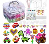 Lot de perles à repasser pour enfants, 11 000 pièces perles maxi à partir de 3 ans filles garçons, avec boîte de rangement, plaques de perles à repasser, création de bijoux DIY, décoration, idées de