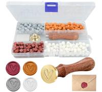 Lot de perles de cire à cacheter de 72 g avec 1 cachet octogonal, kit de sceau de cire, kit de sceau de cire, tampon de cire, cire de scellement, pour invitations, cartes, enveloppes, emballages