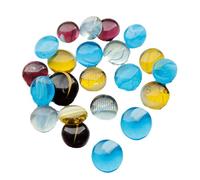 Lot de perles en verre de 1 kg - Perles en marbre colorées à dos plat pour décoration créative de maison et vase - Pierre en verre