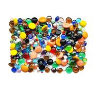 Lot de perles en verre de 1 kg - Perles en marbre colorées à dos plat pour décoration créative de maison et vase - Pierre en verre