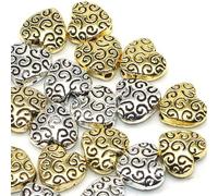 Lot de perles intermédiaires en métal - 10 mm - En forme de cœur - Avec trou - Argent et doré - Accessoires de bijoux pour perles, bracelets, pendentifs - Perles de bricolage à enfiler