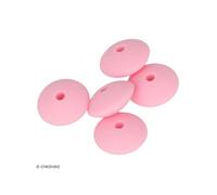 Lot de perles plates en silicone - 12 x 7 mm - Rose - 5 pcs